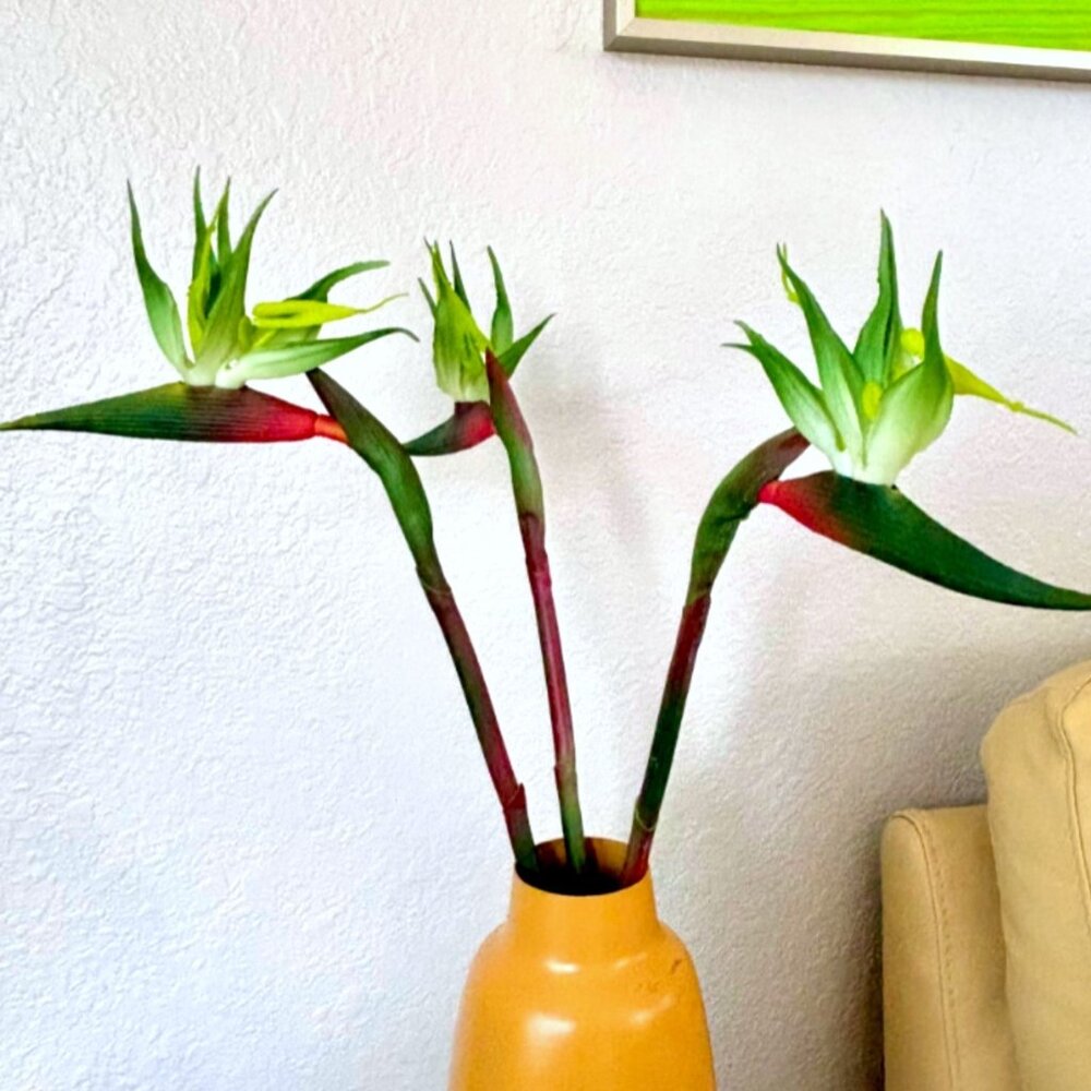 Green Realistic Artificial 22" Bird of Paradise Flower Stems Tropical Floral New